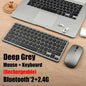 Wireless Keyboard Mouse Combo, Bluetooth 5.0 & 2.4G Dual Mode Rechargeable Gray Set for Notebook Laptop