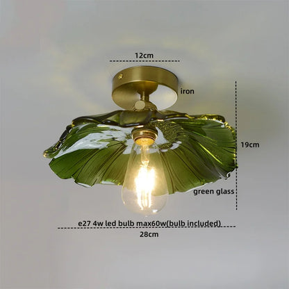 DecorBites™ Green Glass LED Ceiling Lamp for Home Living Room and Hallway Lighting