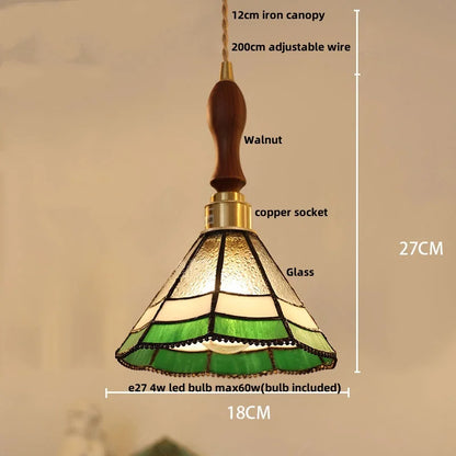 DecorBites™ Glass LED Pendant Lamp Tiffany Style Hand Stitch Dining Room Light