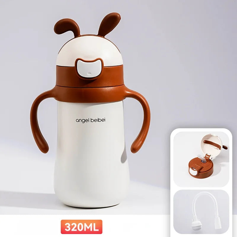 DecorBites™ Kids Stainless Steel Thermos Cup with Straw, 320ML Cute Water Bottle