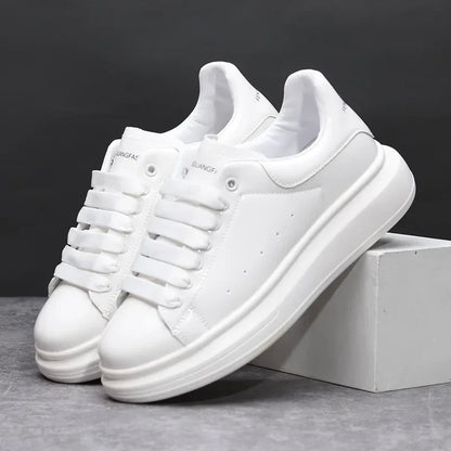 Brand Men's Shoes Black Glossy Casual Men Shoes White Fashion Couple