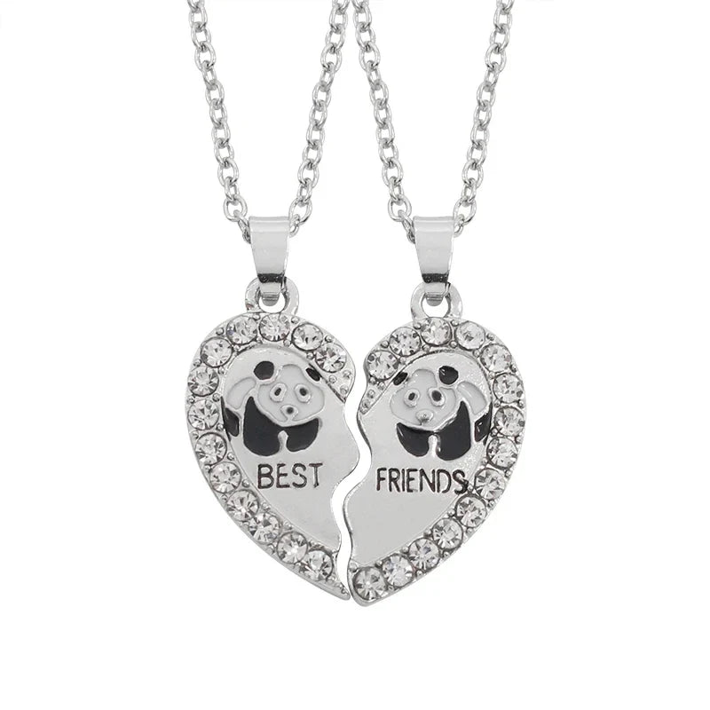 2pcs/set Splicing Necklace Heartbroken Pendant Necklace Men and Women
