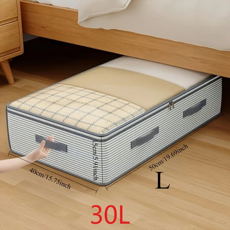Large Capacity Clothes Storage Bag Heavy Duty Non-woven Organizer Box Clear Window for Comforters Blankets Bedding Under Bed