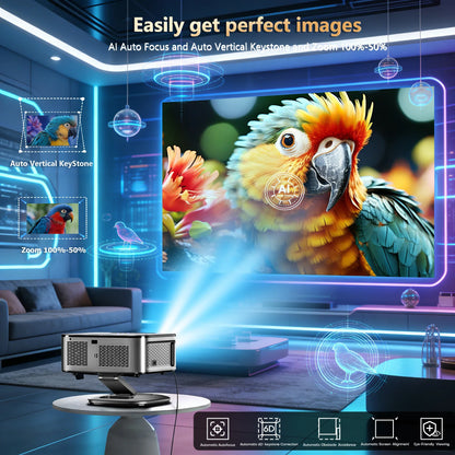 XIWBSY 2026 Portable 4K UHD Projector 42000Lumens Movie Google TV Projector BT5.4 WiFi6 Android TV 14.0 Smart Home Projector