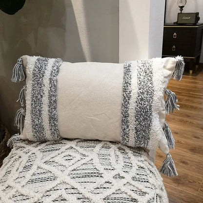 DecorBites™ Lace Tassel Cushion Tufted Sofa Pillowcase for Office Chair Pad