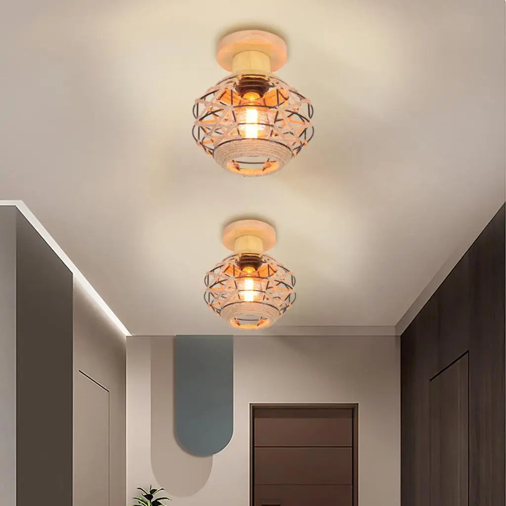 DecorBites™ Hemp Rope Ceiling Chandelier for Bedroom Living Room Kitchen LED