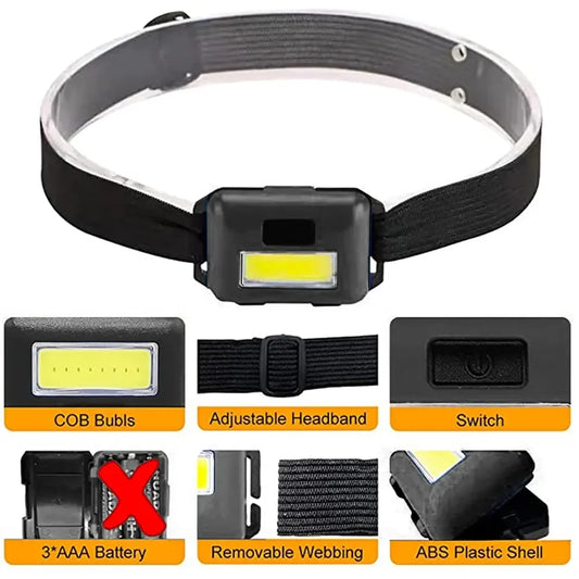 Camping Led Mini Headlights Portable Cob Headlamps Waterproof Head