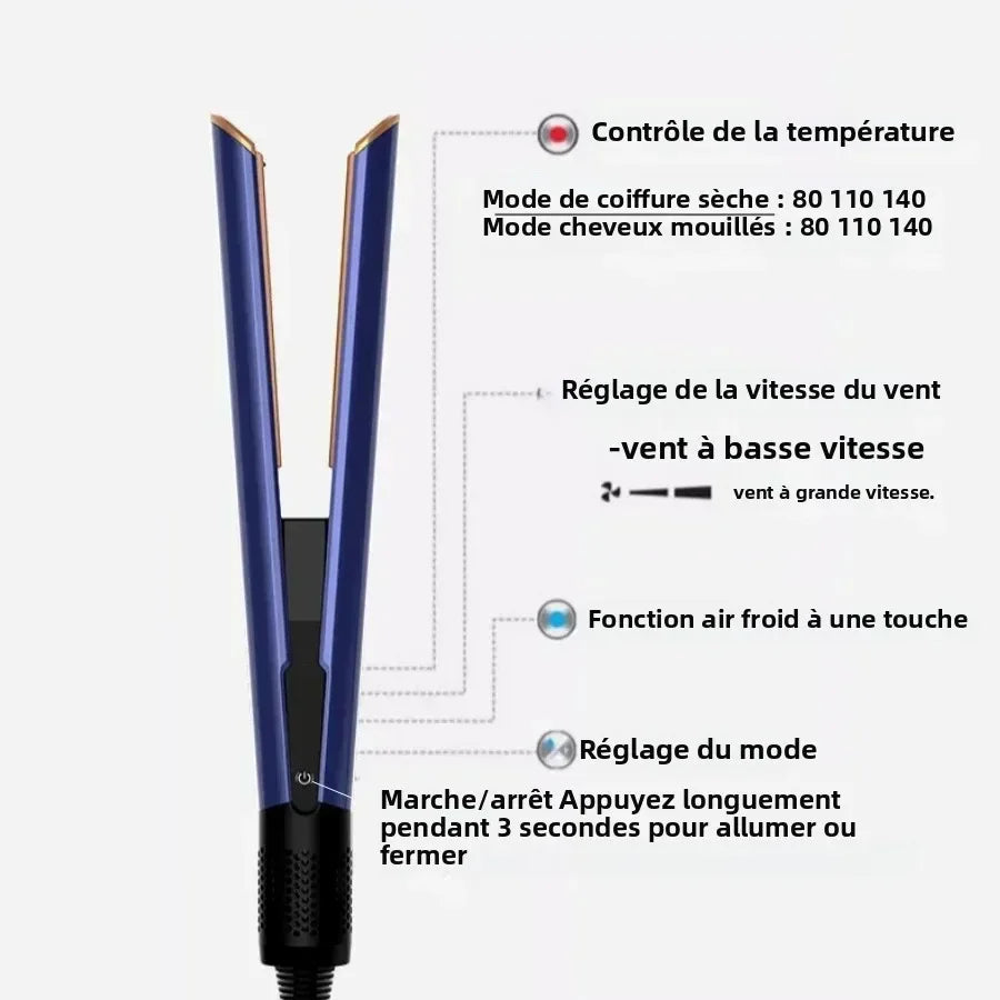 2-In-1 Hair Straightener and Dryer Combo - Negative Ion Heating Flat