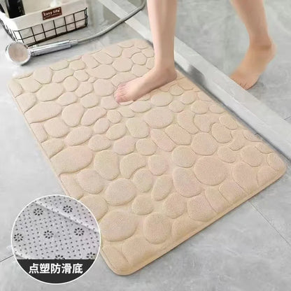 40x60cm/50x80cm Bath Rugs Mat Non Slip Cobblestone Embossed Carpets