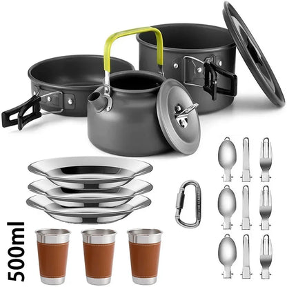 2-3 Person Non-Stick Camping Cookware Set, Portable Outdoor Picnic