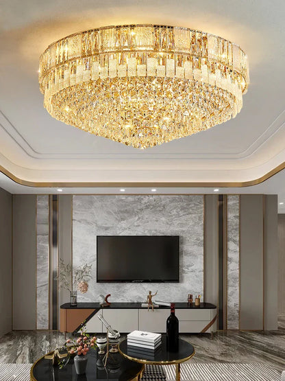 DecorBites™ K9 Crystal Gold Chandelier Lighting for Living Room