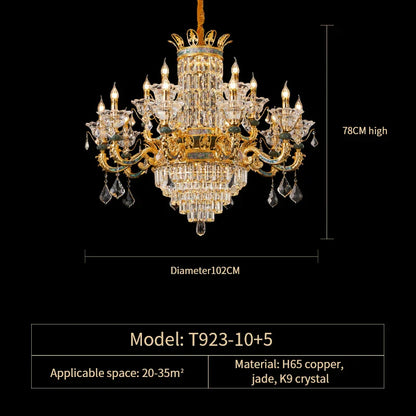 DecorBites™ Luxe Crystal Chandelier: Elegant Copper Living Room Dining Candle Light