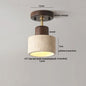DecorBites™ Japan Style LED Ceiling Light Yellow Travertine Stone Wood Base Bedroom Luminaire