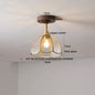 DecorBites™ Green Glass LED Ceiling Lights: Modern Copper Wood Indoor Lamp