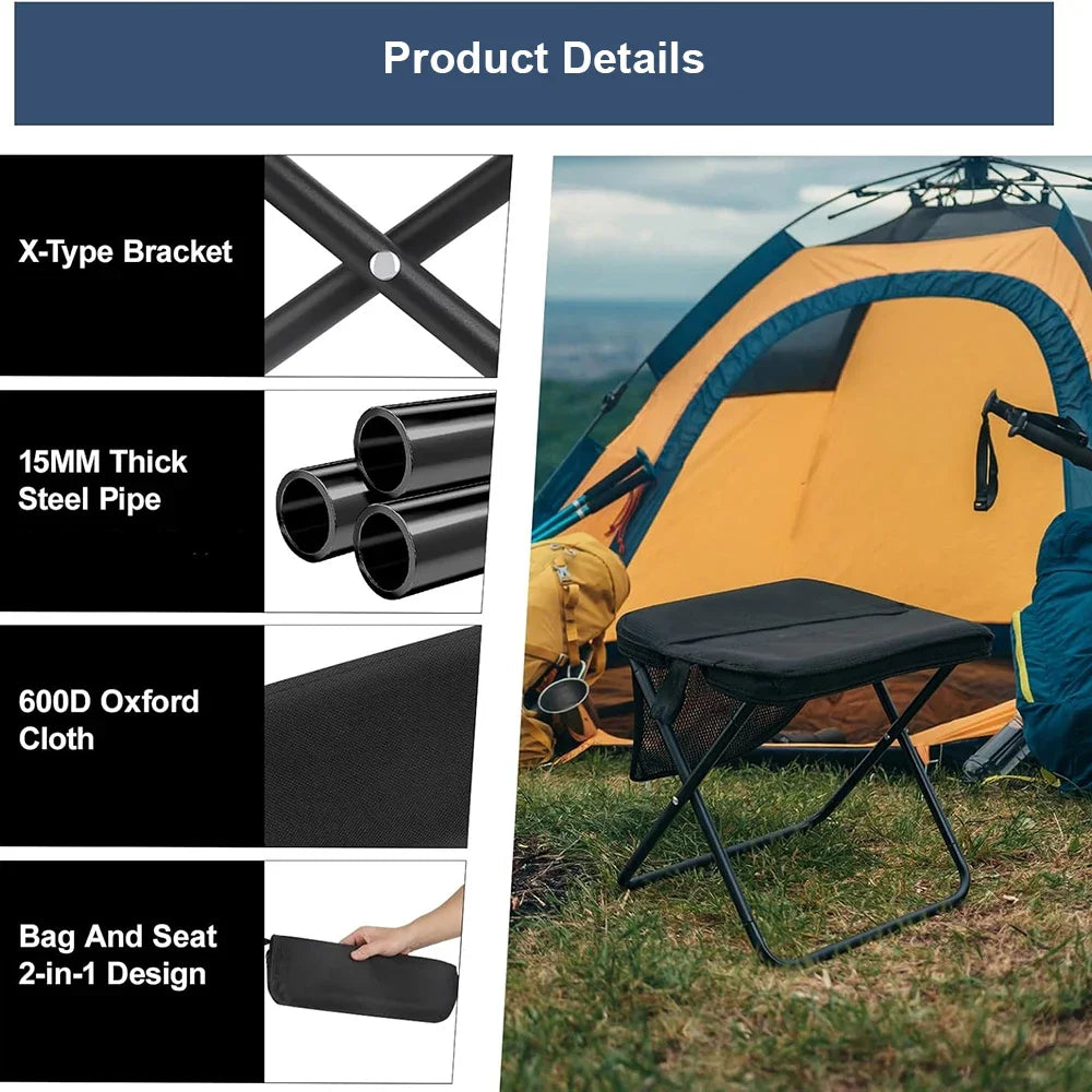 Camping Folding Stool with Storage Sack Portable Pocket Lightweight