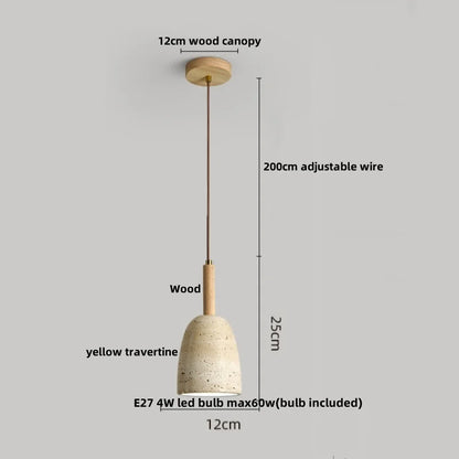 DecorBites™ Japanese Style LED Pendant Lights Wood Canopy Cement Lampshade
