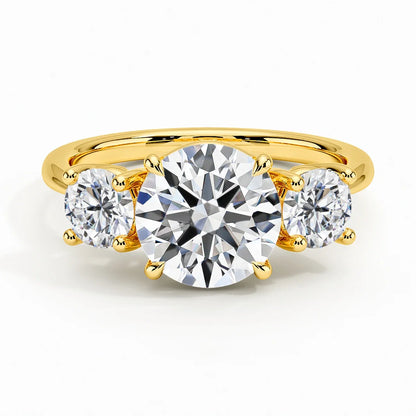 3 Stone D Color Moissanite Diamond Ring 14K Gold Engagement Wedding