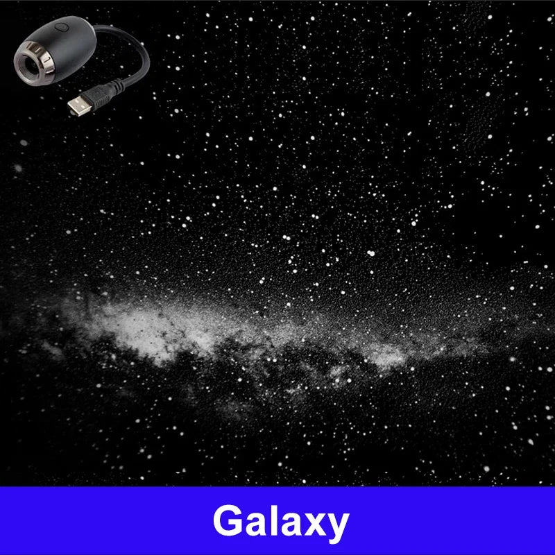 Romantic LED Starry Sky Night Light USB Powered Saturn Galaxy Projector Lamp for Car Roof Party Room Ceiling Decor Plug and Play