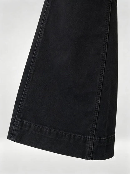 Women's Concise High Waist Flared Jeans Stretchy Slim Fit Casual Chic