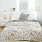 DecorBites™ Japanese Cotton Single Bedspread with Pillow Towel - Floral Birds Design
