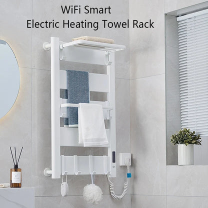 WiFi Smart Electric Heating Towel Rack Bath Towel Drying Cooling Rack Electric Bath Towel Clothes Dryer Heating Heater Bathroom