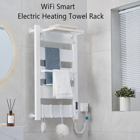 WiFi Smart Electric Heating Towel Rack Bath Towel Drying Cooling Rack Electric Bath Towel Clothes Dryer Heating Heater Bathroom