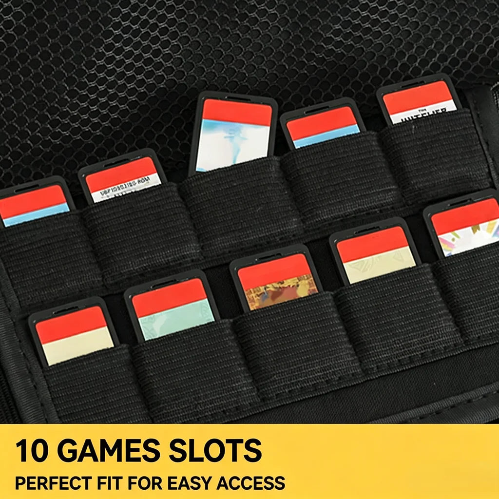 Retro Style Hard Shell Travel Case for Nintendo Switch 2 Holds 10 Cartridges Securely in Elastic Loops
