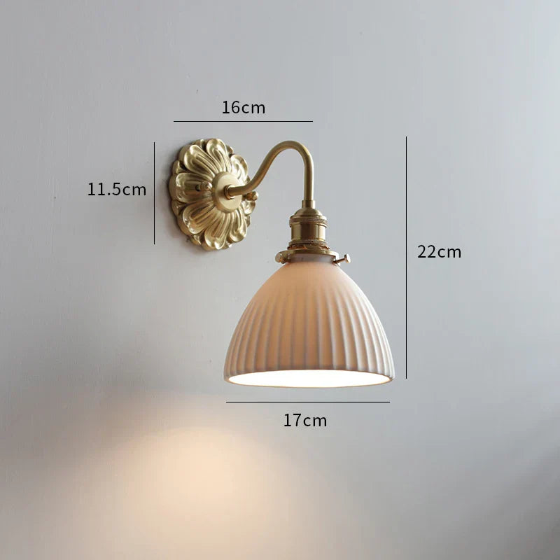 DecorBites™ Green Glass LED Wall Lamp with Copper Base for Bedroom Living Room