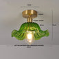 DecorBites™ Green Flower Glass Copper Ceiling Light - Nordic Modern LED, Living Room Bedroom Hallway Fixtures