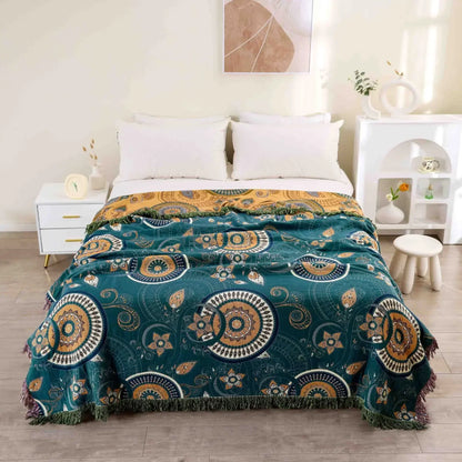 DecorBites™ Japanese Cotton Throw Blanket - Double Sided Sofa Cover & Bedspread