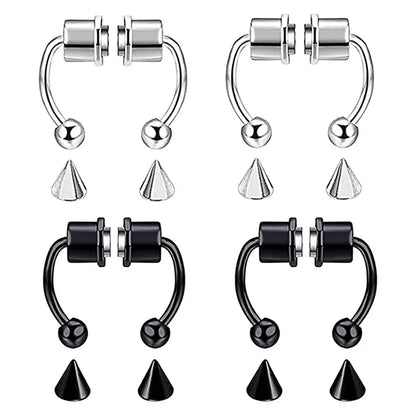 1/4pcs Women Fake Piercing Nose Ring Hoop Septum Piercing Nose Clip