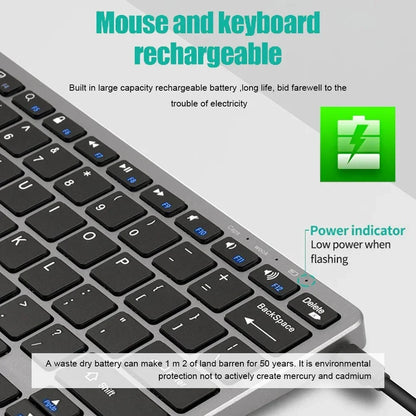 New 2.4G Wireless Rechargeable Silent Wireless Keyboard and Mouse Set, Compact Ergonomic Keyboard Mouse for Office/Home