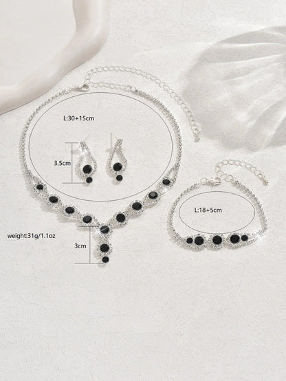 4PCS Fashion Elegant Crystal Jewelry Sets for Women Rhinestones