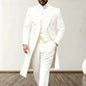 Blue Men Wedding Suits 3 Piece Long Blazer Vest Pants Satin One Button