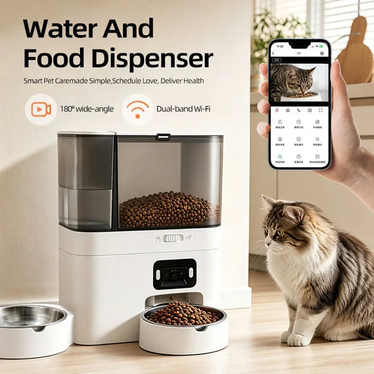 Automatic Camera Automatic Pet Feeder Water Fountain WIFI APP Video Smart Dog 5L Food Dispenser 3L Gravity Water Drinker Bowl