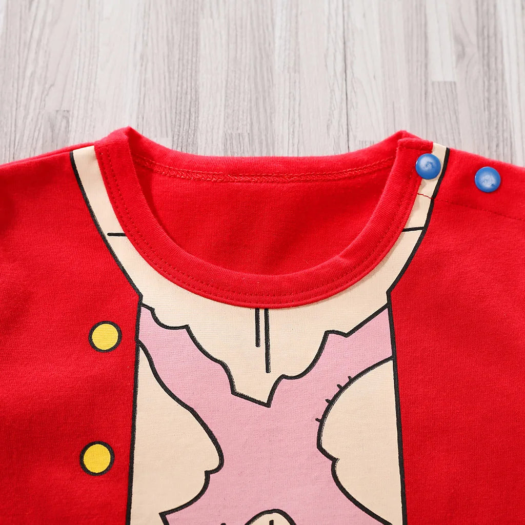 Cartoon 100% Cotton Short Sleeve Newborn Baby Boy Onesie Round Neck