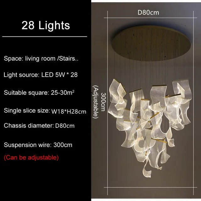 DecorBites™ LED Light Guide Ceiling Chandelier modern Novelty for Home Decor Lighting