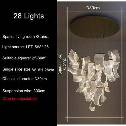 DecorBites™ LED Ceiling Chandelier Stairs Pendant Lamp Modern Novelty Lighting Living Room Dining Room