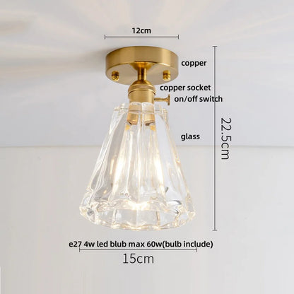 DecorBites™ Glass LED Ceiling Light for Living Room, Modern Copper Canopy, Nordic Style Fixtures