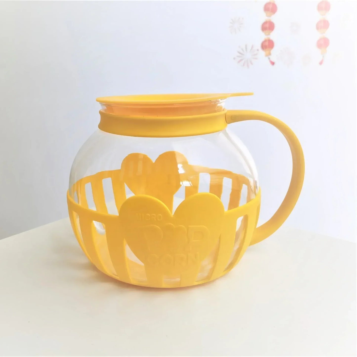 DecorBites™ Glass Popcorn Maker, 3 Qt Pot with Dual Function Lid