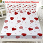 1pc Red Hearts Print Fitted Sheet Deep Pocket Elastic Mattress Cover