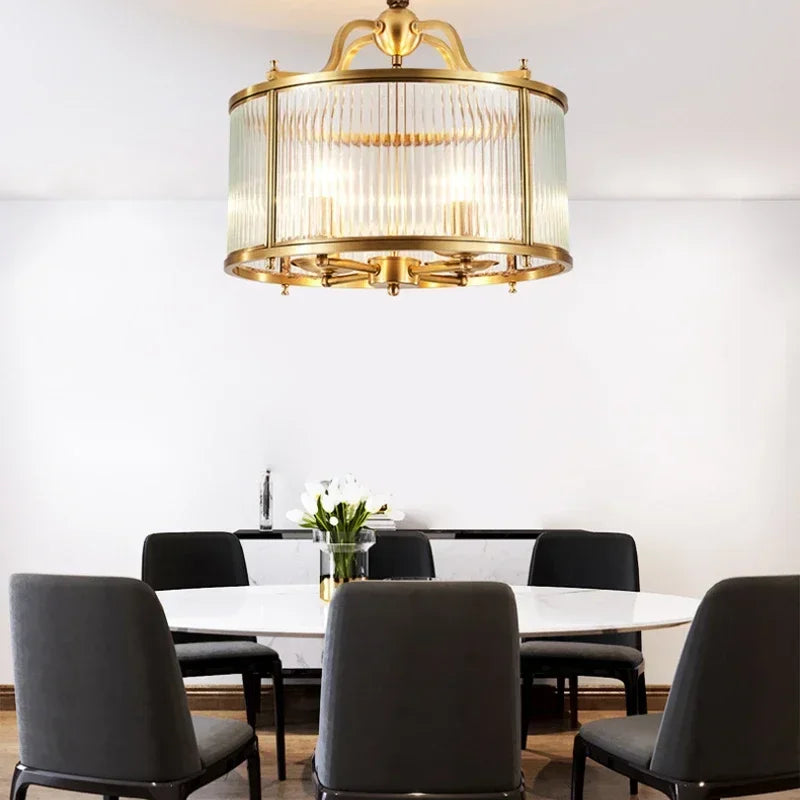 DecorBites™ Golden Copper Glass Chandelier LED Ceiling Pendant Light
