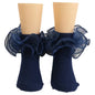 1 Pair Girls' Puffy Lace Socks Children's Combed Cotton Lace Socks