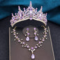 Baroque Wedding Crown for Bride 3-Pack Tiara Earrings Necklace Bridal