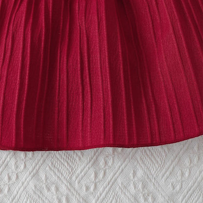 Baby Girl's Sleeveless Dress Solid Color Ruffled Edges Fashion Summer