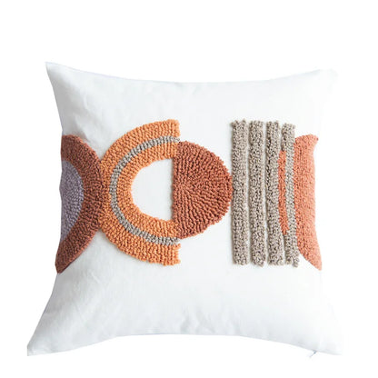 DecorBites™ Half-circle Tufted Cotton Canvas Embroidery Throw Pillow Cover - Modern & Stylish