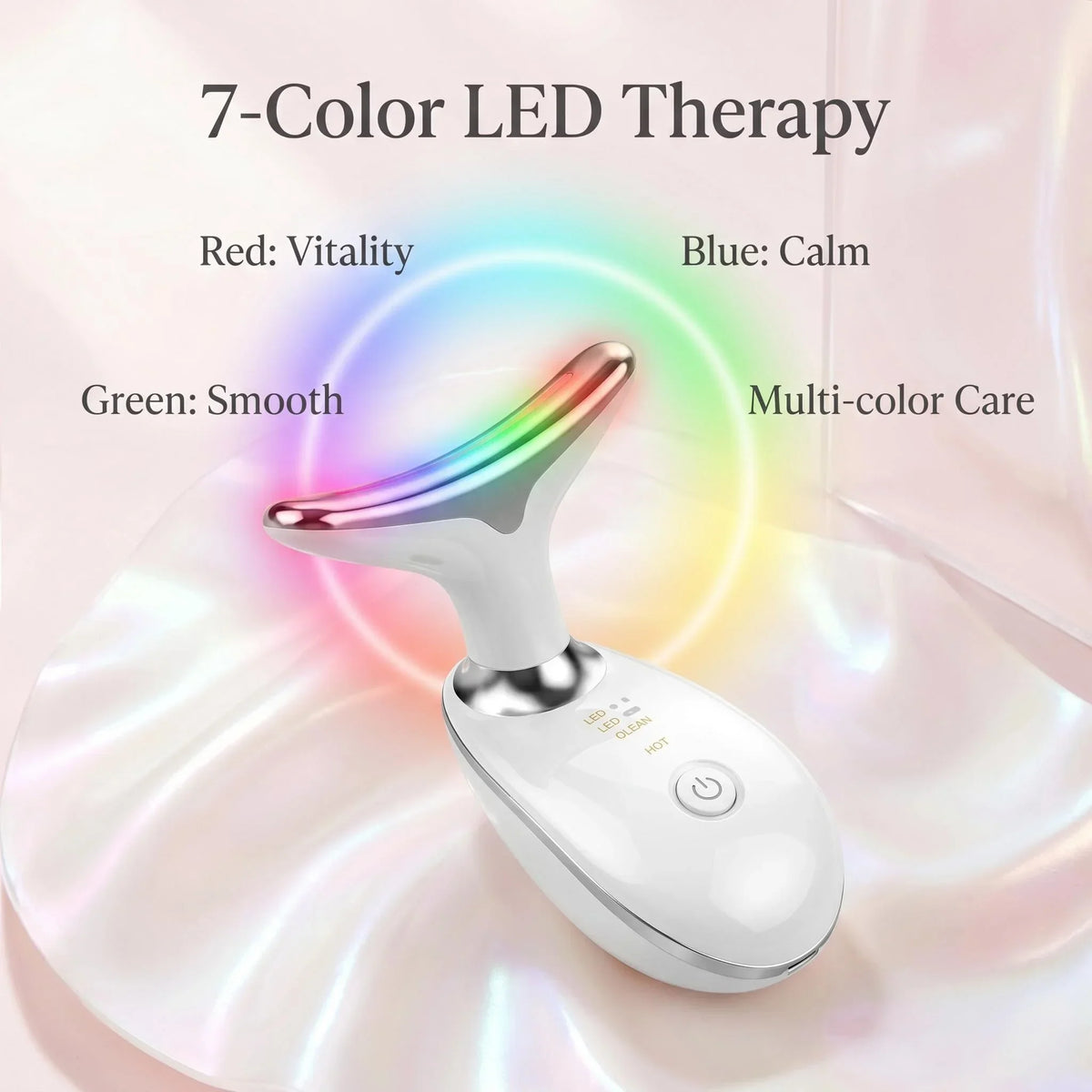 7 Colors LED Light Face Neck Beauty Device with Vibration Massage for