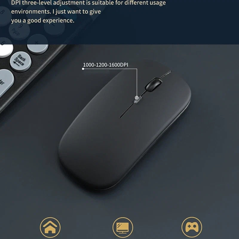 Dual-mode Wireless Keyboard & Mice Combo 2.4G Bluetooth 5.0 Membrane Keyboards BT 3-Channels Rechargeable Key Board Mouse for PC