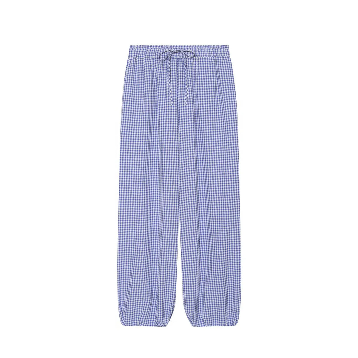 Women's Long Pants 2026 Summer New Style Red Plaid Drawstring Lantern Pants Long Pants Beach Vacation Casual Fashion