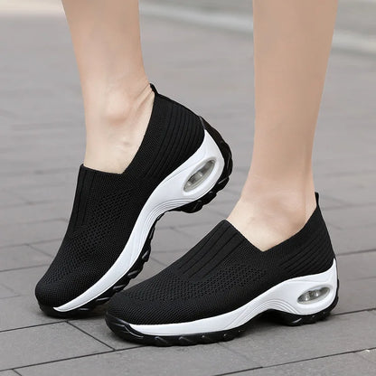 Breathable Mesh Slip-On Sports Shoes Comfortable Thick Bottom